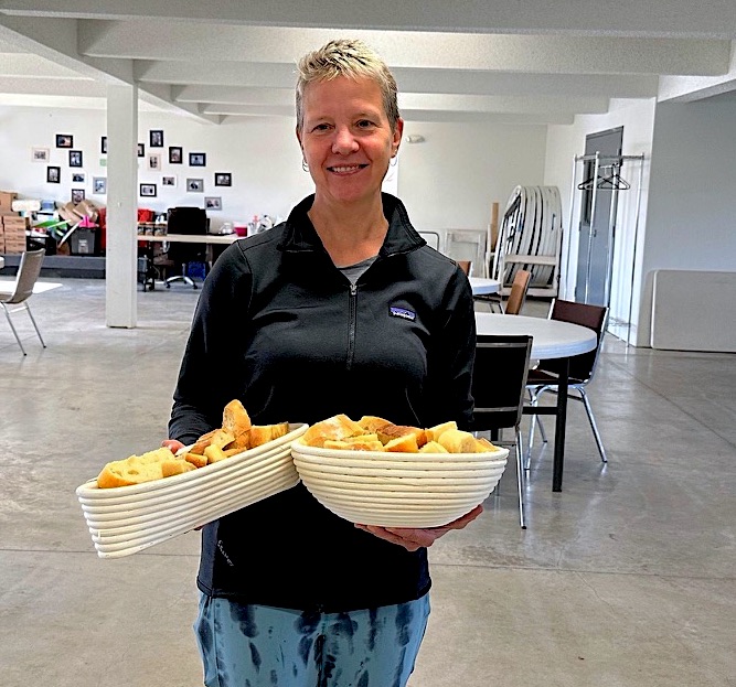 woman with food